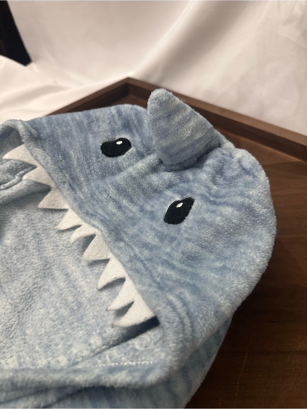 Plush Light Blue Shark Hooded onesie